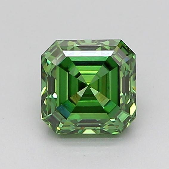 0.89 Ct. Fancy Vivid Green Asscher Lab Grown Diamond