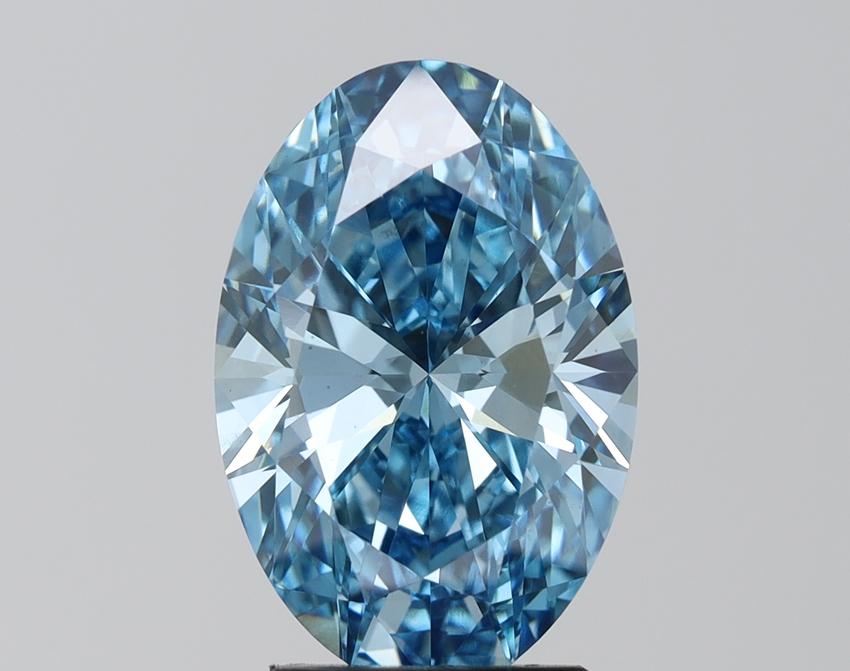 4.07 Ct. Fancy Vivid  Blue Oval Lab Grown Diamond