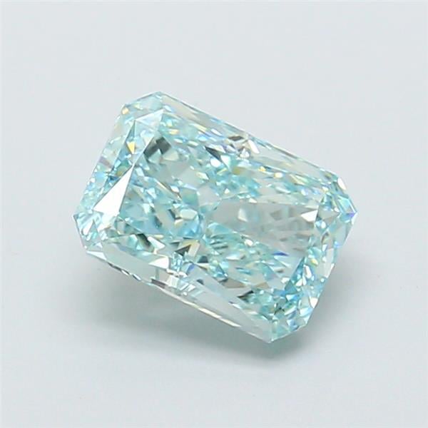 1.57 Ct. Fancy Vivid Greenish Blue Radiant Lab Grown Diamond