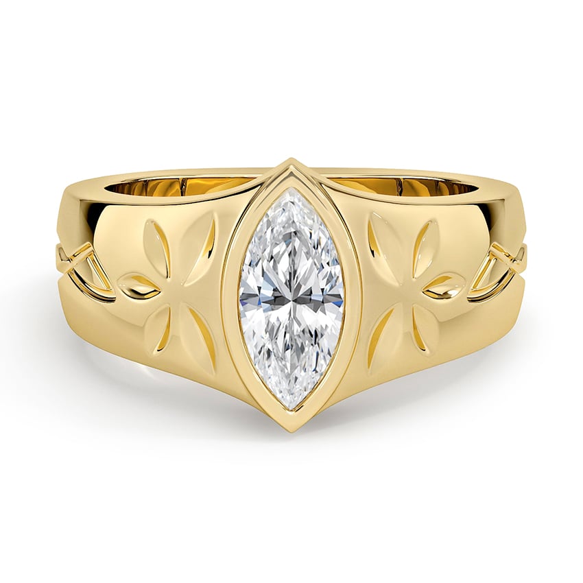Custom Engraved Butterfly Marquise Diamond Ring