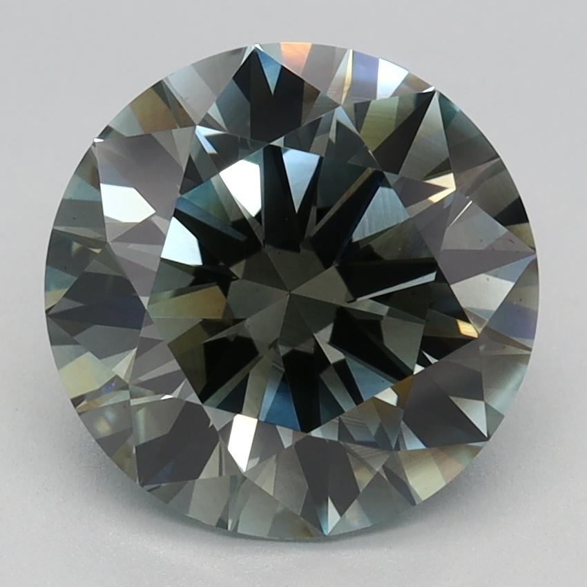 2.70 Ct. Fancy Grey Green Round Lab Grown Diamond