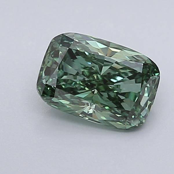 1.06 Ct. Fancy Vivid Green Cushion Lab Grown Diamond
