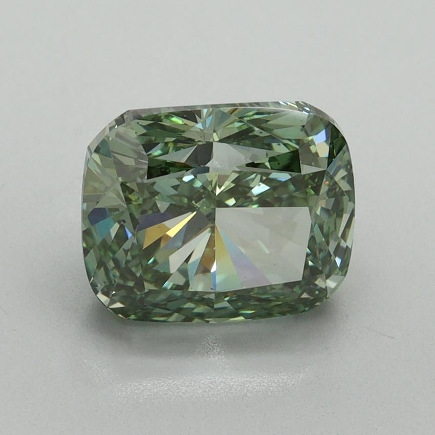 2.52 Ct. Fancy Vivid Green Cushion Lab Grown Diamond