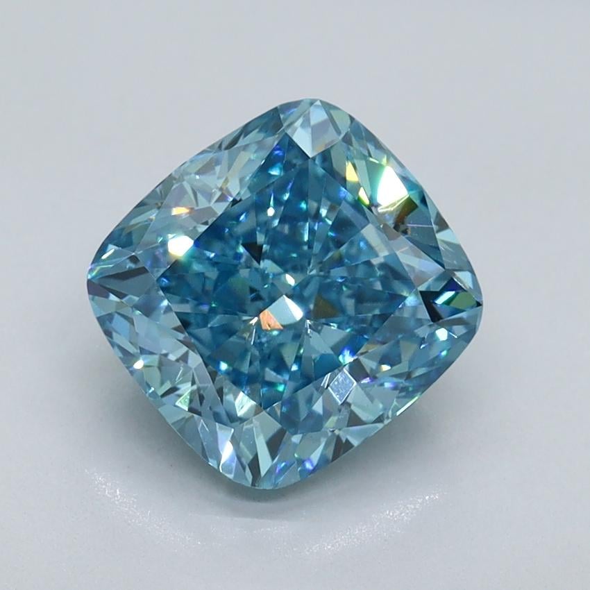 2.51 Ct. Fancy Vivid Blue Cushion Lab Grown Diamond