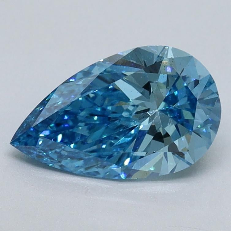 1.02 Ct. Fancy Vivid Malibu Blue Pear Lab Grown Diamond