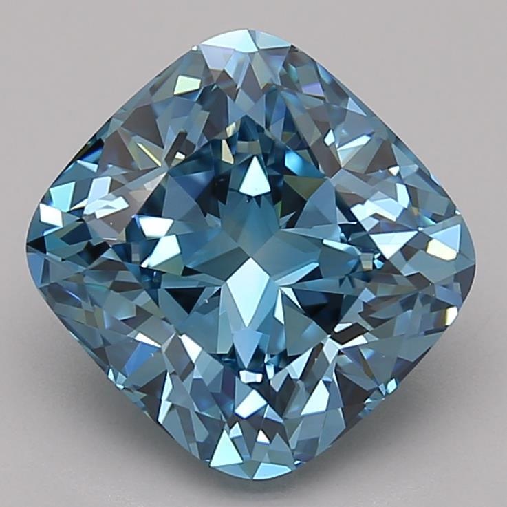 3.55 Ct. Fancy Vivid Blue Cushion Lab Grown Diamond