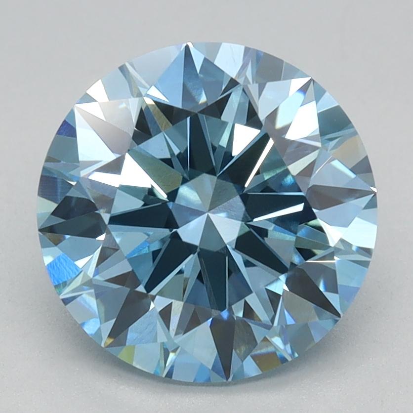 2.10 Ct. Fancy Vivid Blue Round Lab Grown Diamond