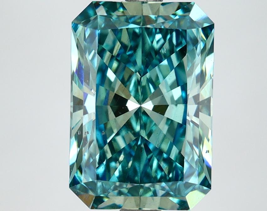 4.03 Ct. Fancy Vivid Bluish Green Radiant Lab Grown Diamond