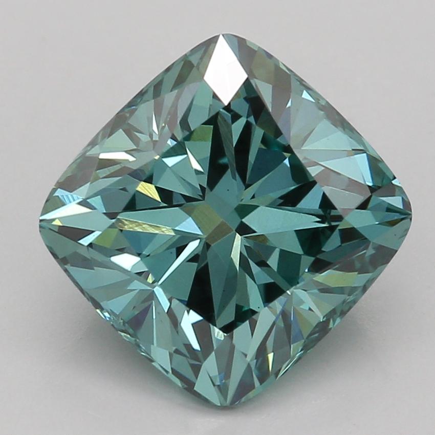 2.02 Ct. Fancy Green Cushion Lab Grown Diamond