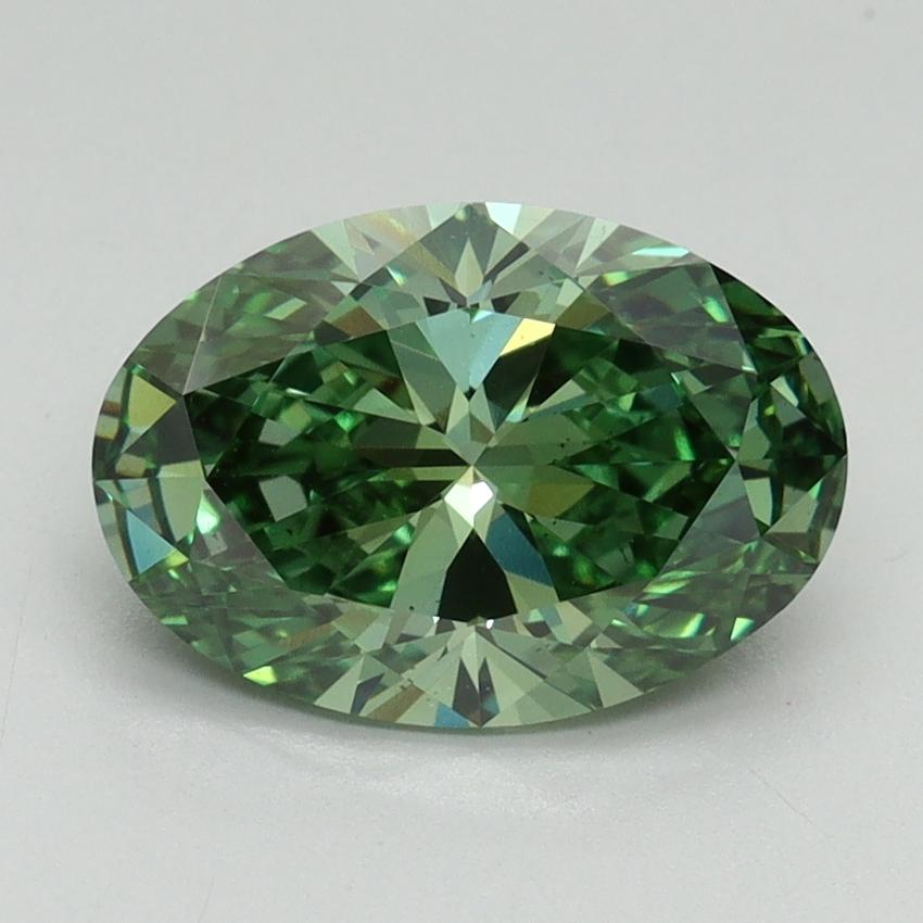 2.18 Ct. Fancy Vivid Green Oval Lab Grown Diamond
