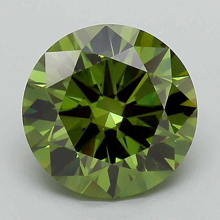 3.08 Ct. Fancy Vivid Green Round Lab Grown Diamond