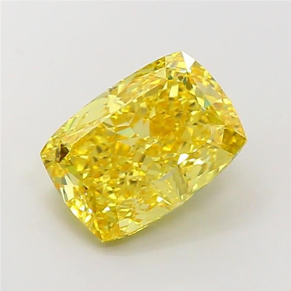 4.56 Ct. Fancy Vivid  Yellow Cushion Lab Grown Diamond