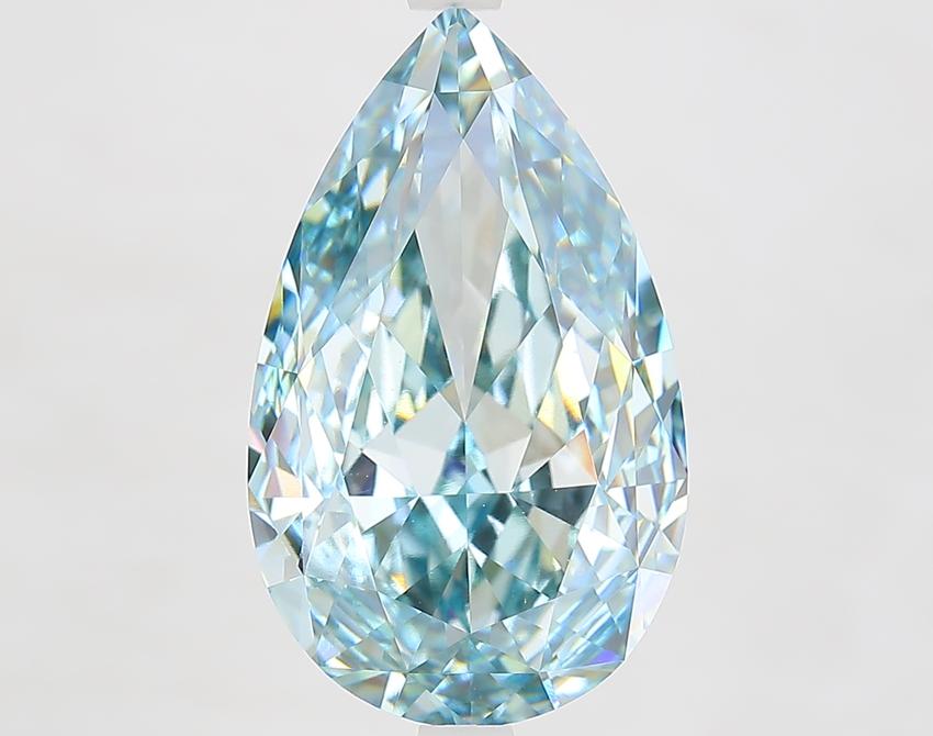 8.10 Ct. Fancy Greenish Blue Pear Lab Grown Diamond