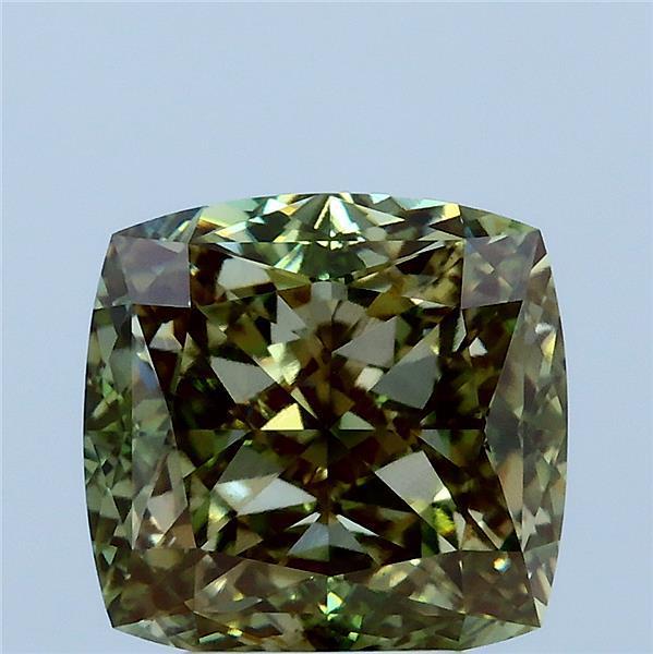 4.36 Ct. Fancy Vivid Green Cushion Lab Grown Diamond