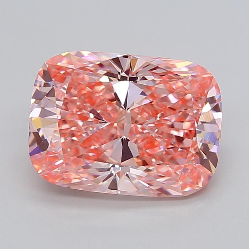 4.07 Ct. Fancy Vivid  Pink Cushion Lab Grown Diamond