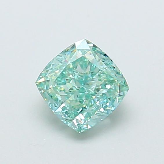 0.84 Ct. Fancy Vivid Green Cushion Lab Grown Diamond