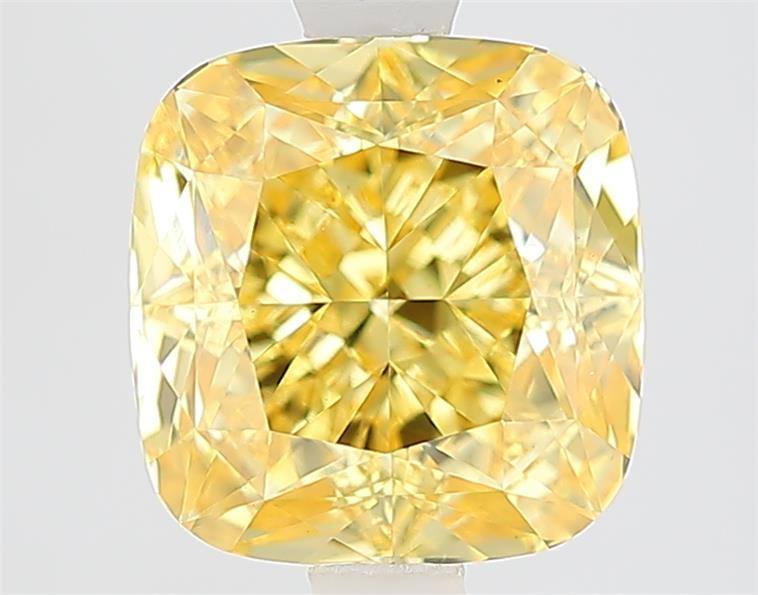 3.01 Ct. Fancy Vivid Yellow Yellow Cushion Lab Grown Diamond
