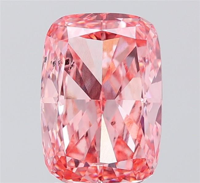 3.18 Ct. Fancy Vivid  Pink Cushion Lab Grown Diamond