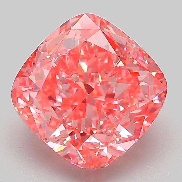 3.03 Ct. Fancy Vivid Pink Cushion Lab Grown Diamond
