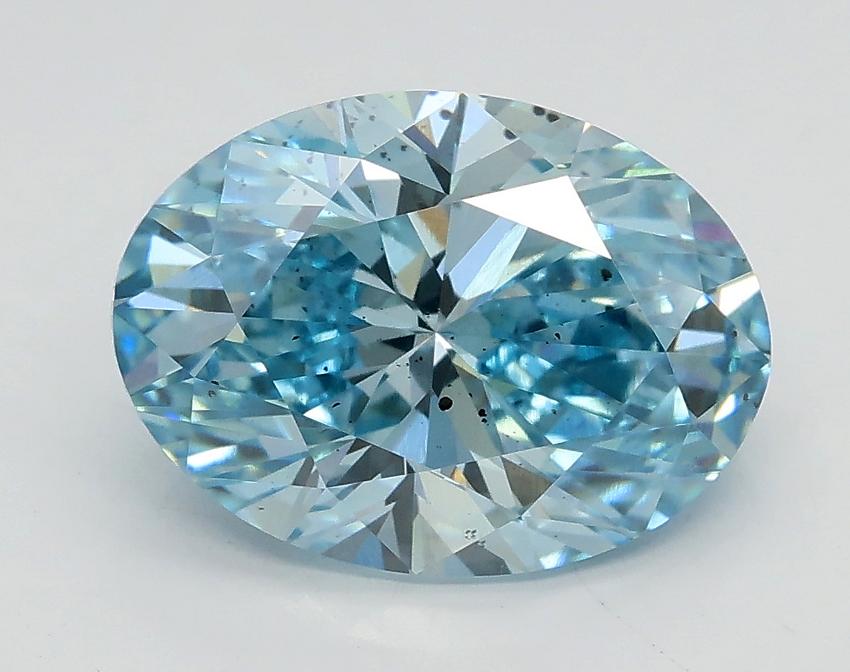 2.70 Ct. Fancy Vivid Greenish Blue Oval Lab Grown Diamond