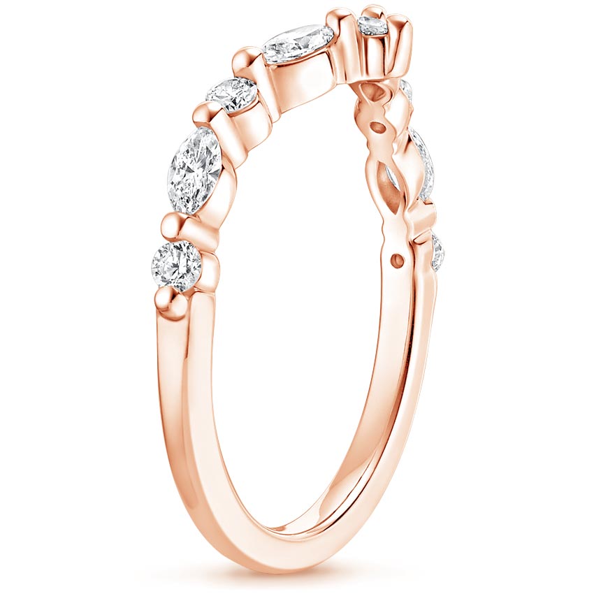 14K Rose Gold Curved Versailles Diamond Ring, large side view