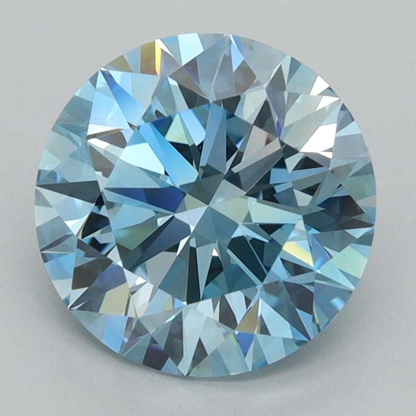 3.01 Ct. Fancy Vivid  Blue Round Lab Grown Diamond