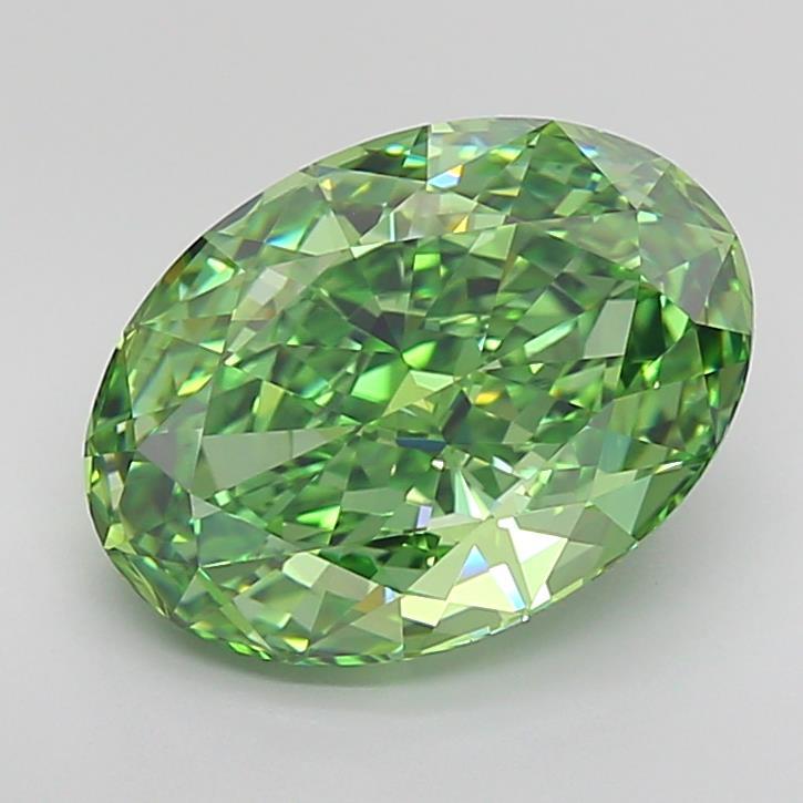 4.51 Ct. Fancy Vivid Green Oval Lab Grown Diamond