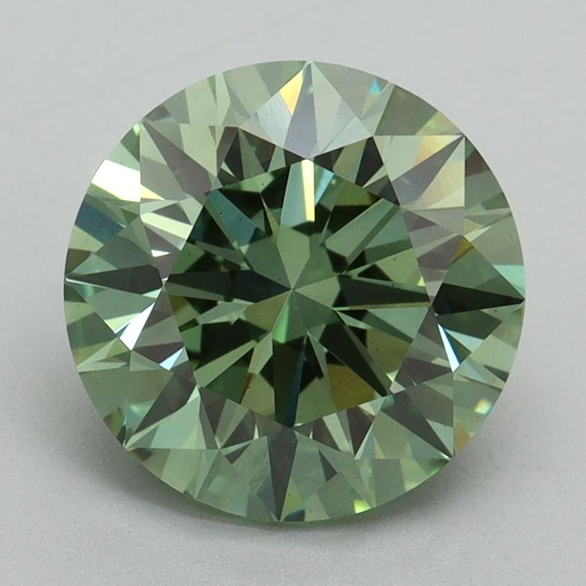 3.11 Ct. Fancy Vivid Green Round Lab Grown Diamond