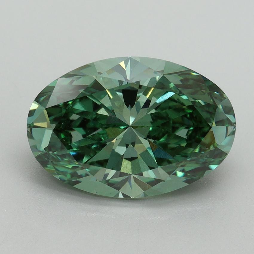 4.09 Ct. Fancy Vivid Green Oval Lab Grown Diamond