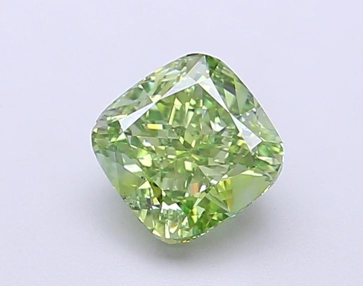 1.15 Ct. Fancy Vivid Green Cushion Lab Grown Diamond