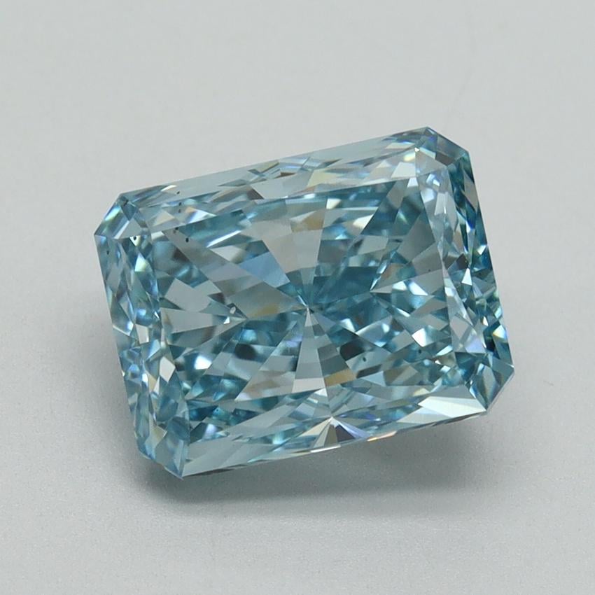 3.08 Ct. Fancy Vivid Greenish Blue Radiant Lab Grown Diamond