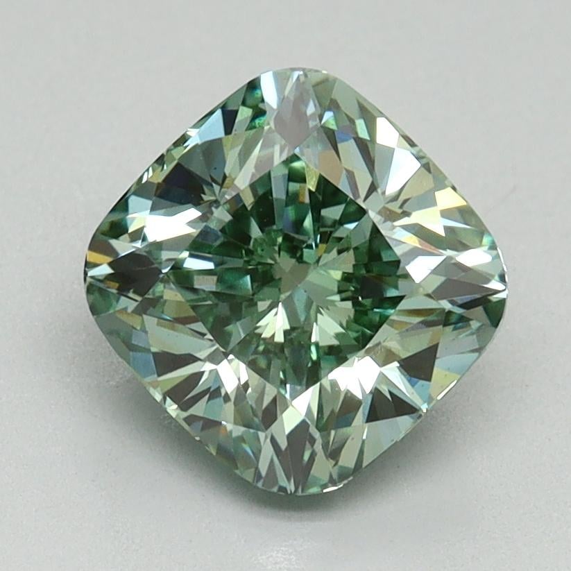 2.01 Ct. Fancy Vivid Green Cushion Lab Grown Diamond