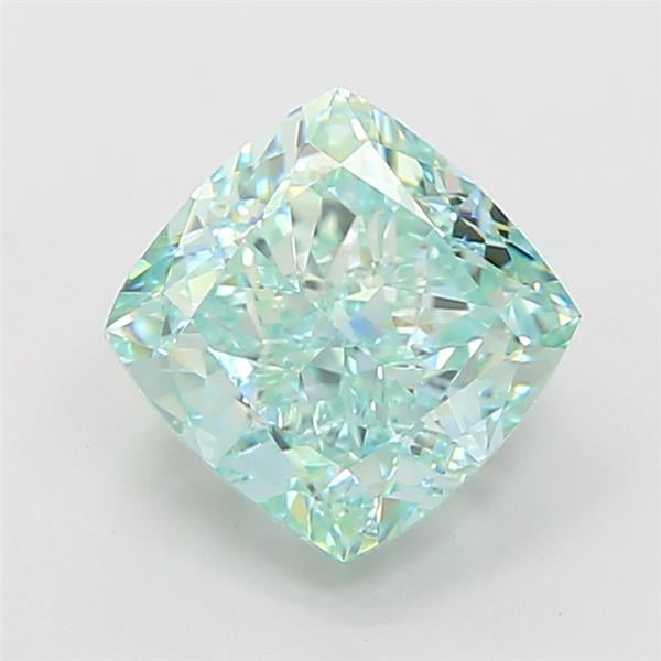 2.13 Ct. Fancy Vivid  Green Cushion Lab Grown Diamond