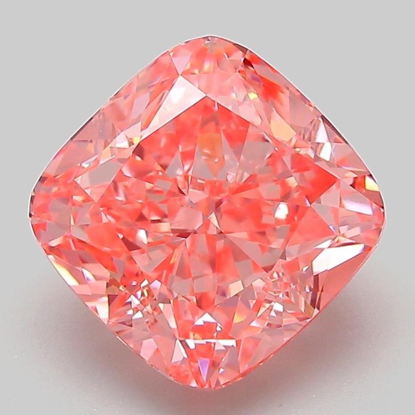 4.19 Ct. Fancy Vivid Pink Cushion Lab Grown Diamond
