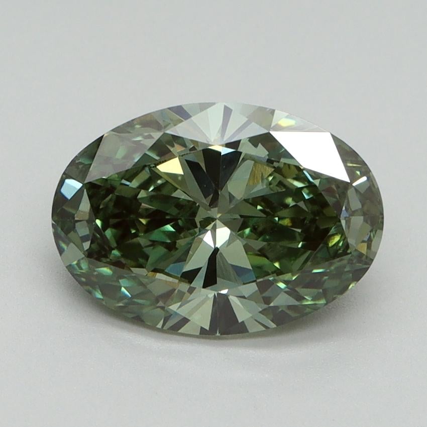 2.00 Ct. Fancy Vivid Green Oval Lab Grown Diamond