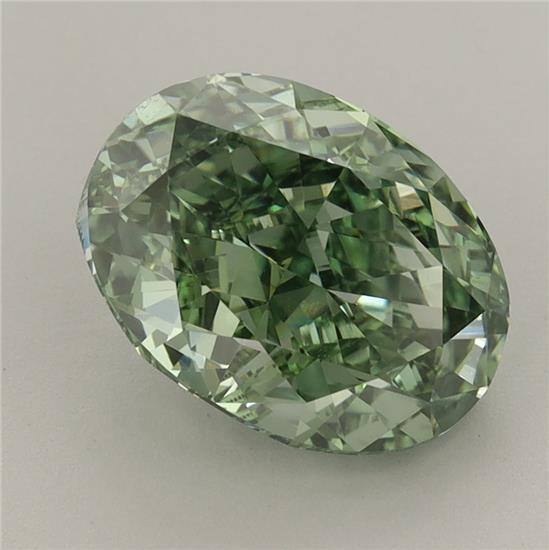 3.37 Ct. Fancy Vivid Green Oval Lab Grown Diamond