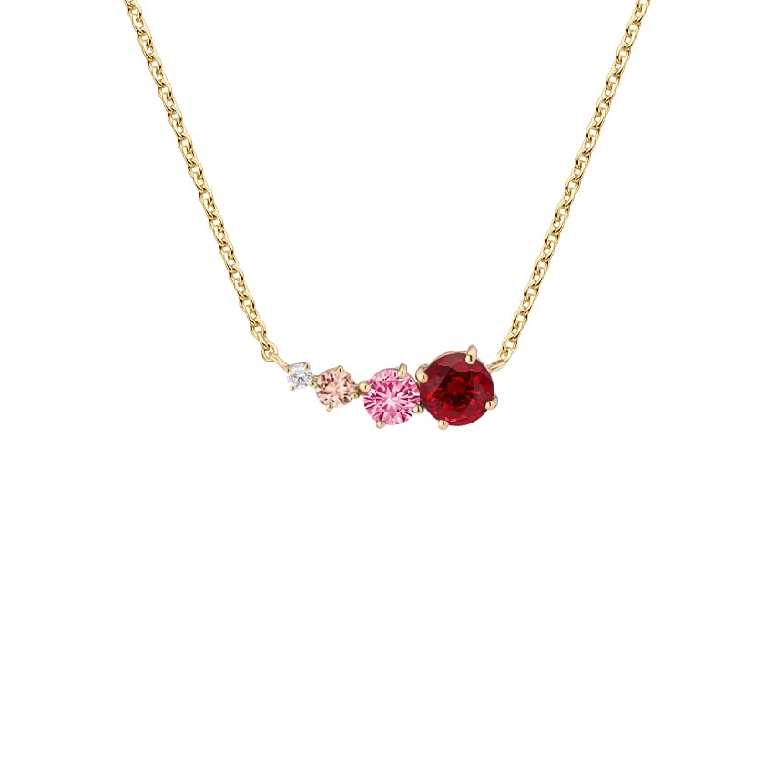 Graduated Pink Tonal Gemstone Necklace 