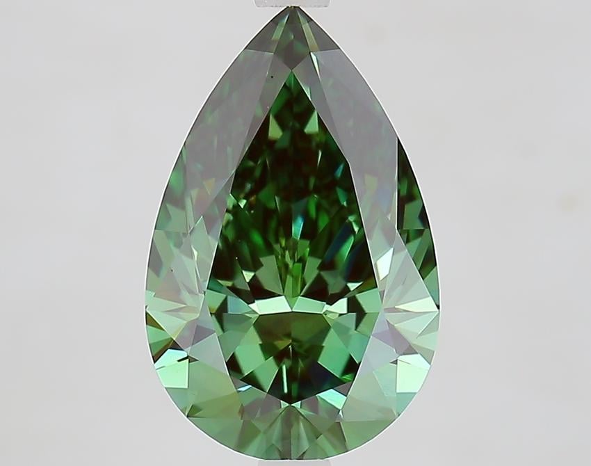 3.87 Ct. Fancy Vivid Green Pear Lab Grown Diamond