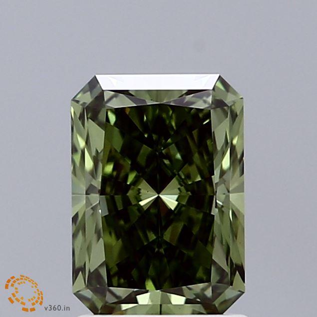 1.57 Ct. Fancy Vivid  Green Radiant Lab Grown Diamond