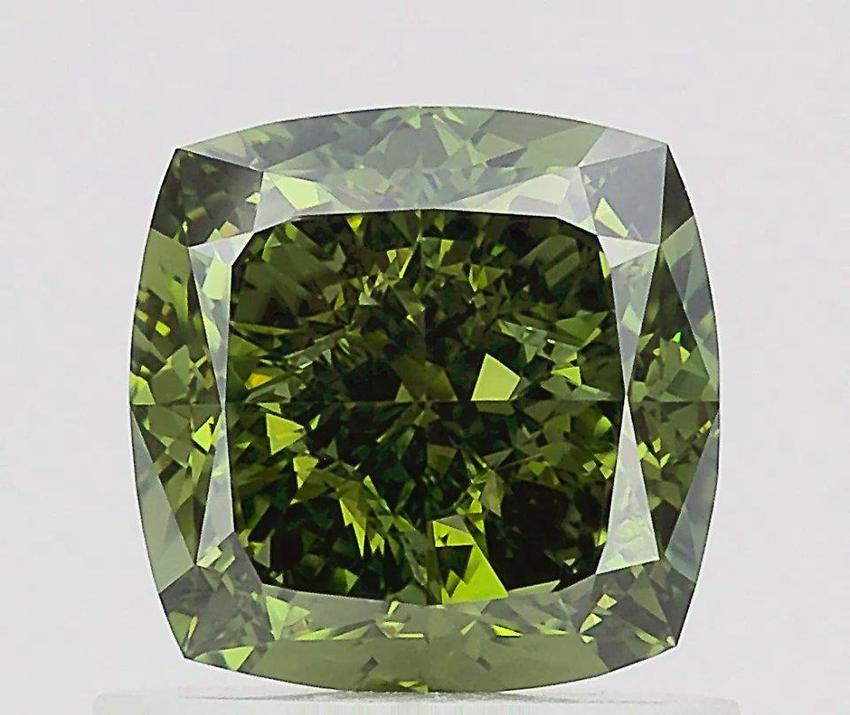 1.23 Ct. Fancy Vivid  Green Cushion Lab Grown Diamond