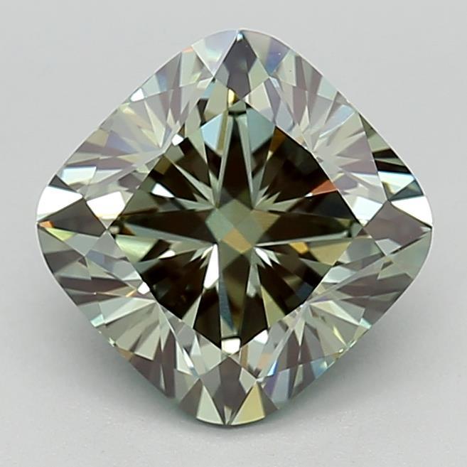 2.57 Ct. Fancy Intense Green Cushion Lab Grown Diamond