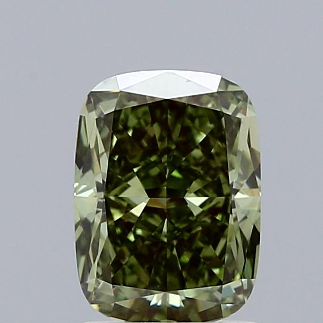 1.51 Ct. Fancy Vivid Green Cushion Lab Grown Diamond