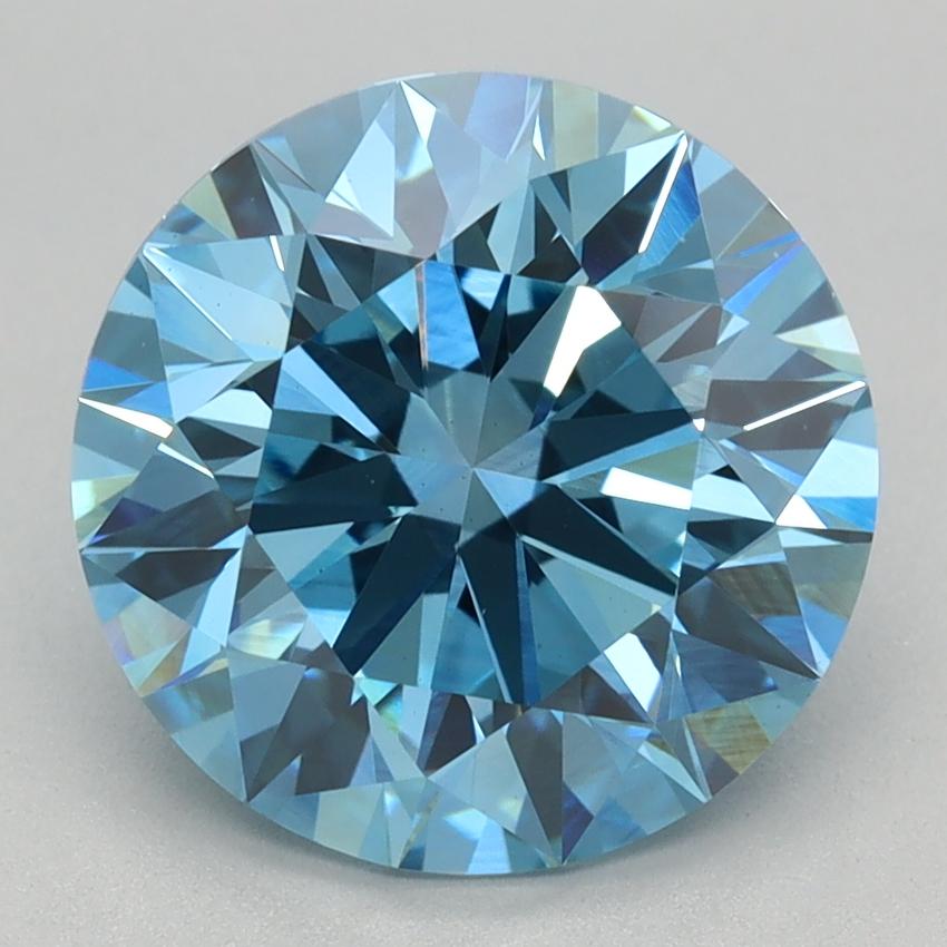 3.09 Ct. Fancy Vivid Blue Round Lab Grown Diamond