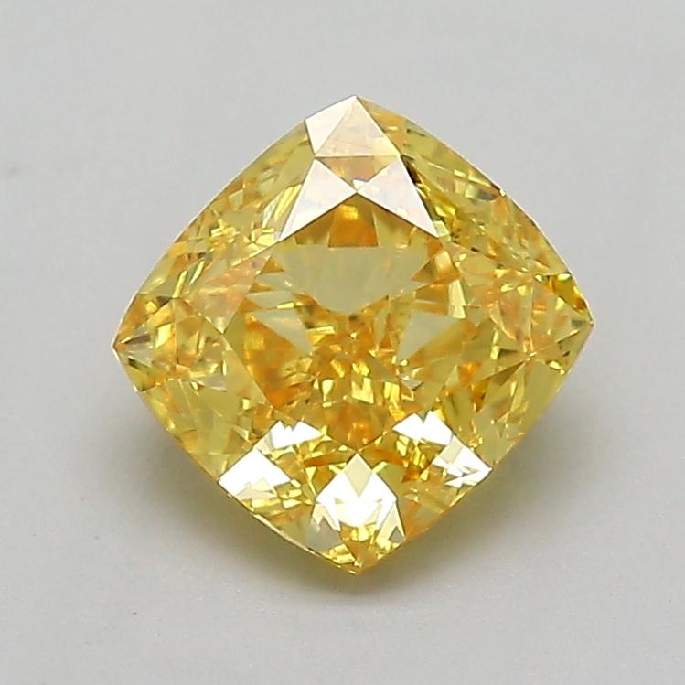 1.57 Ct. Fancy Vivid  Yellow Cushion Lab Grown Diamond