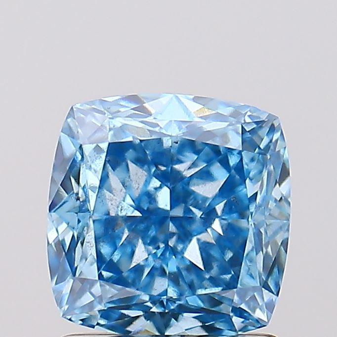 1.58 Ct. Fancy Vivid  Blue Cushion Lab Grown Diamond
