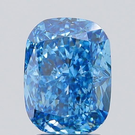 3.02 Ct. Fancy Vivid  Blue Cushion Lab Grown Diamond