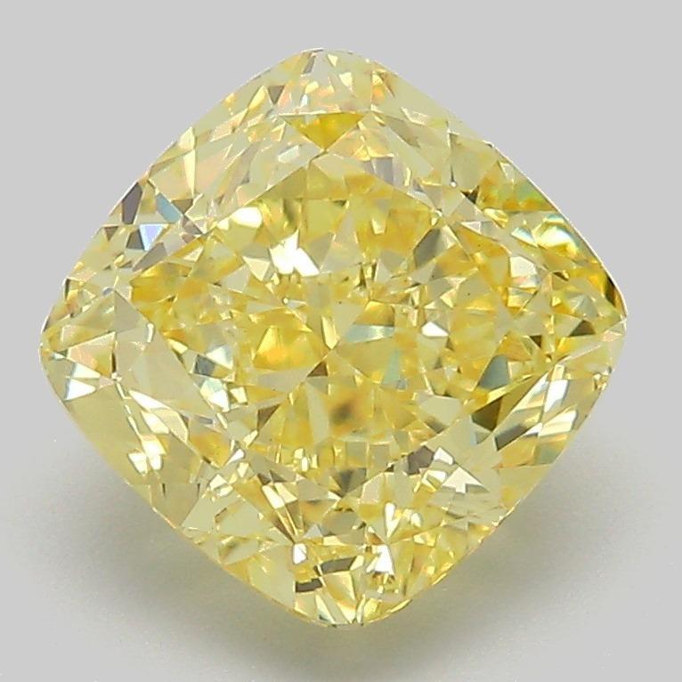 3.14 Ct. Fancy Vivid Yellow Cushion Lab Grown Diamond