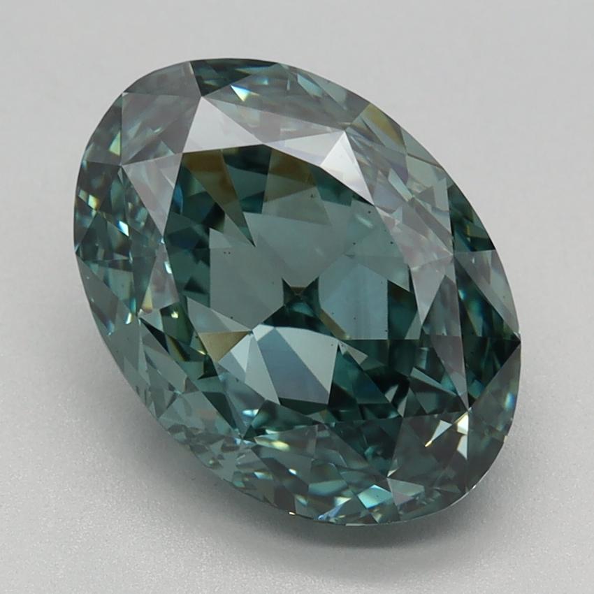 3.05 Ct. Fancy Vivid  Green Oval Lab Grown Diamond