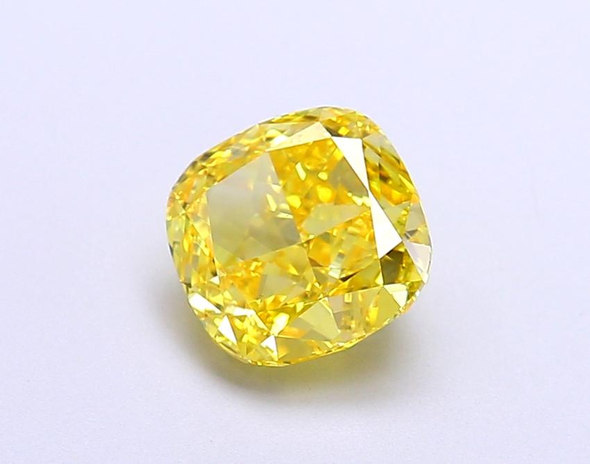 1.67 Ct. Fancy Vivid Yellow Cushion Lab Grown Diamond