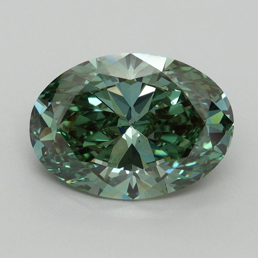 3.09 Ct. Fancy Vivid Green Oval Lab Grown Diamond